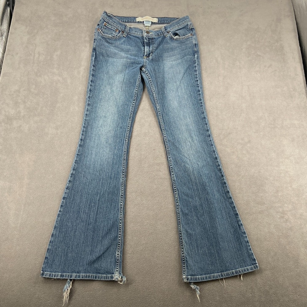 Mossimo Denim Flare Y2K Jeans Sz 11 Denim Stretch Streetwear Raw Hem Grunge